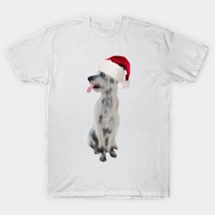 Funny Irish wolfhound In Santa Hat T-Shirt